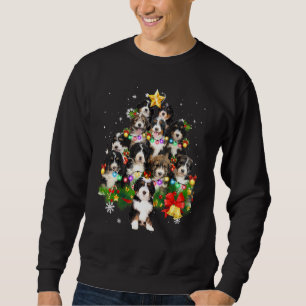 Moletom Bernedoodle Christmas Dog Tree Lights Pajamas Fami