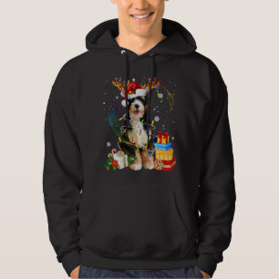Moletom Bernedoodle Reindeer De Natal Luz Engraçada Cachor