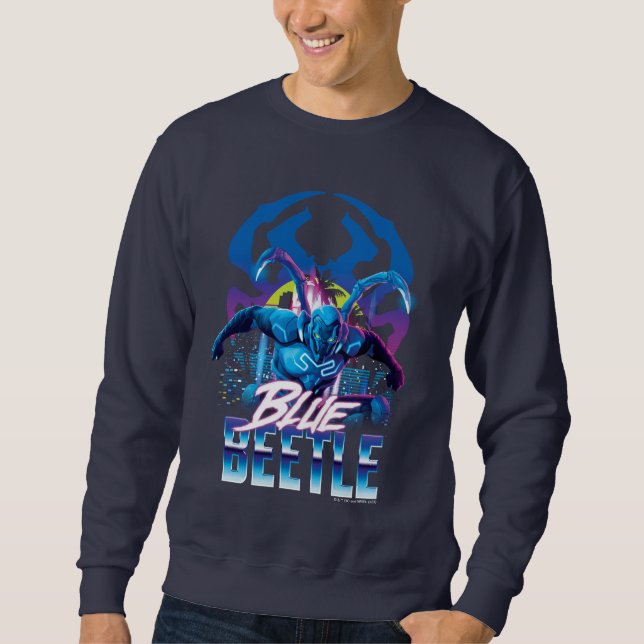 Moletom Besouro Azul Retrowave City Sunset (Frente)