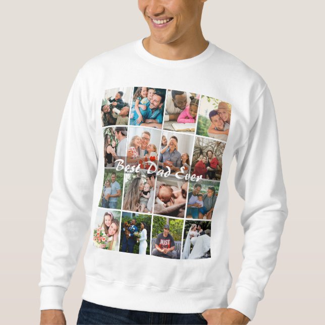 Moletom Best Dad Ever 16 Photo Collage Personalized Father (Frente)