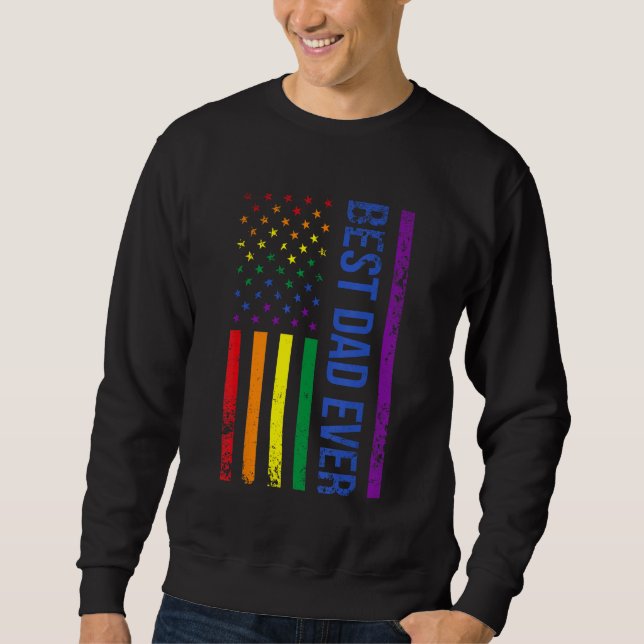 Moletom Best Dad Ever Gay Pride Rainbow American Flag Fath (Frente)