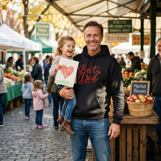 Moletom Best Dad Script Red Heart Minimalist Men's Hoodie