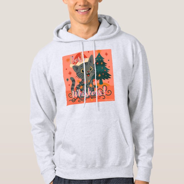 Moletom Best Whiskers! Funny Santa Cat (Frente)