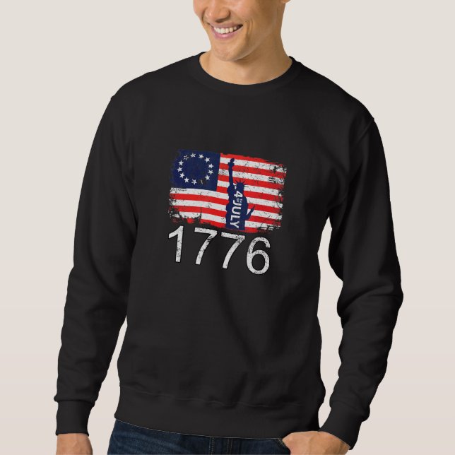Moletom Betsy Ross 4 De Julho American Flag 1776 Retro (Frente)