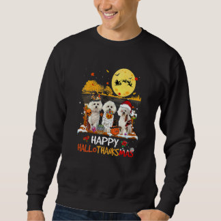 Moletom Bichon Frise Feliz Hallothanksmas Dia das Bruxas D