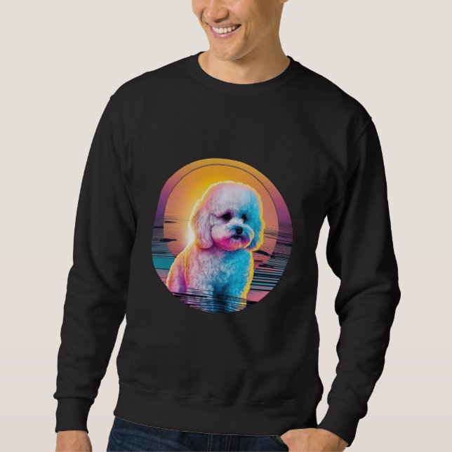 Moletom Bichon Frise Synthwave 80s Retrowave Aesthetic (Frente)