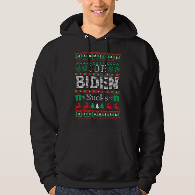 Moletom Biden Sucks Impeach Funny Politics Ugly Christmas  (Frente)