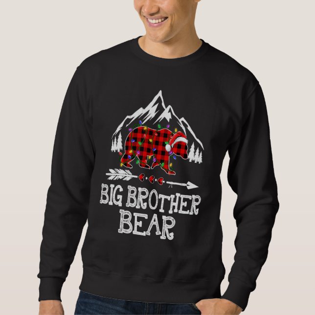 Moletom Big Brother Bear Buffalo Plaid Matching Family Chr (Frente)