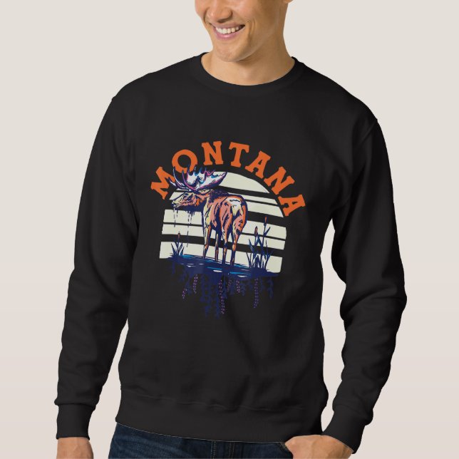 Moletom Big Sky Country Montana Legal Retro Moose Viagem A (Frente)