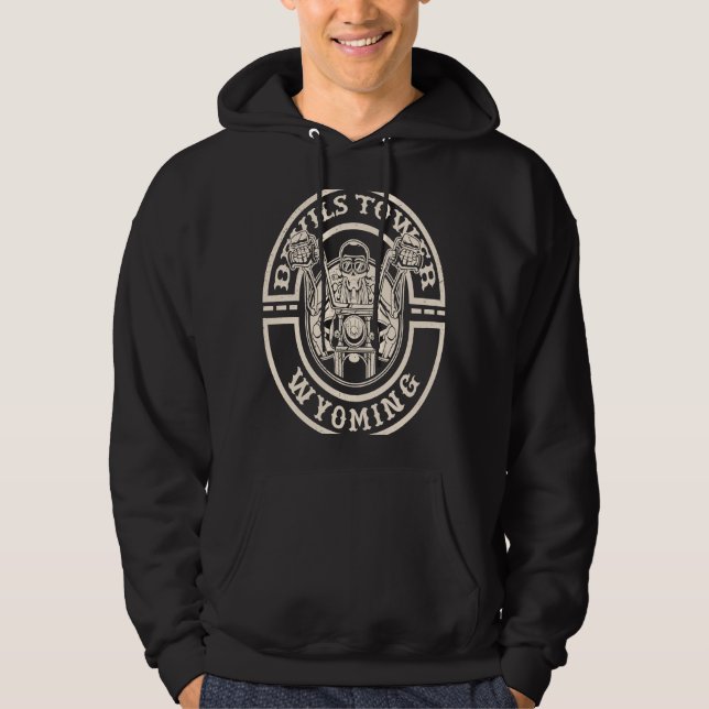 Moletom Biker de motocicleta Devils Tower Wyoming (Frente)