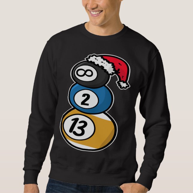 Moletom Billiards Christmas Snowman with Pool Table Balls  (Frente)