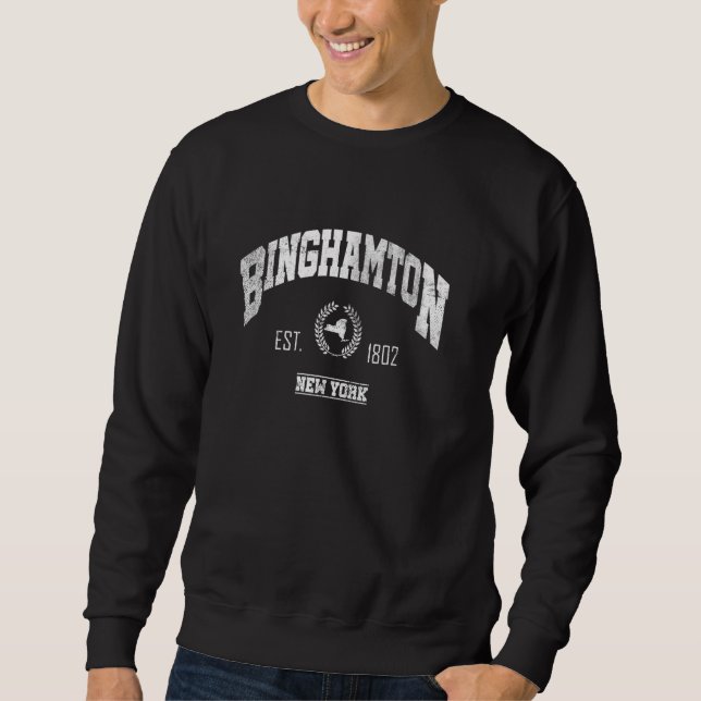Moletom Binghamton NY New York Vintage Throwback (Frente)