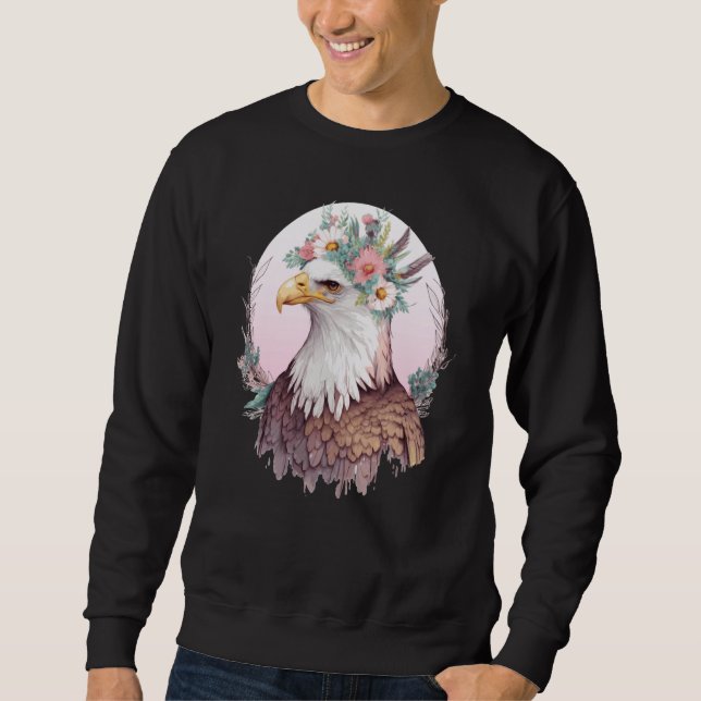 Moletom Birds Of Prey Bald Eagle Flower Crown Floral Birdi (Frente)