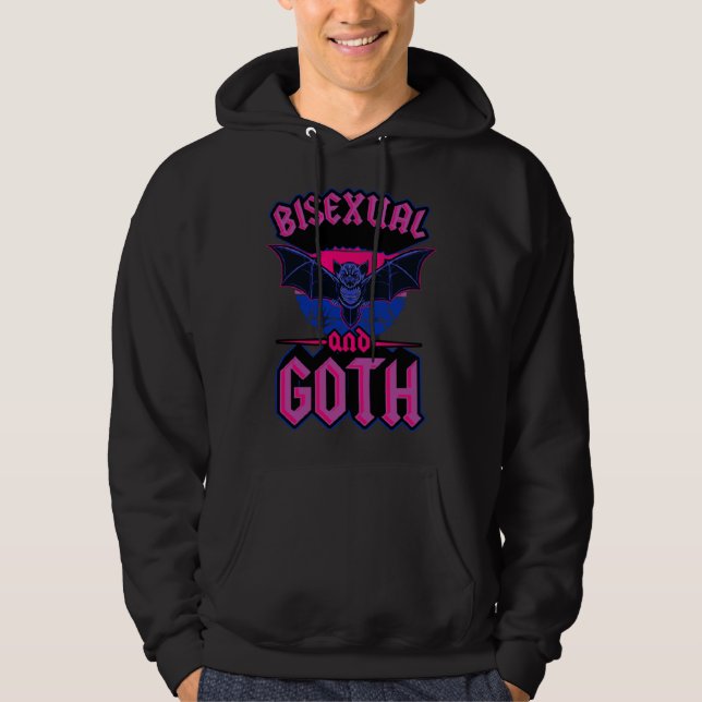 Moletom Bisexual And Goth Gothic Emo Bat Pride LGBTQ Hallo (Frente)