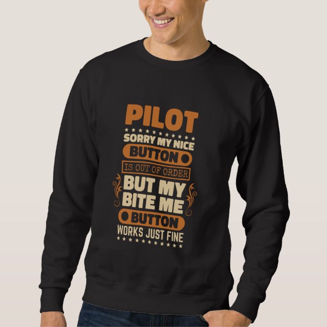 Moletom Bite-me Botão funciona Piloto Design Avião sobrevo (Frente)