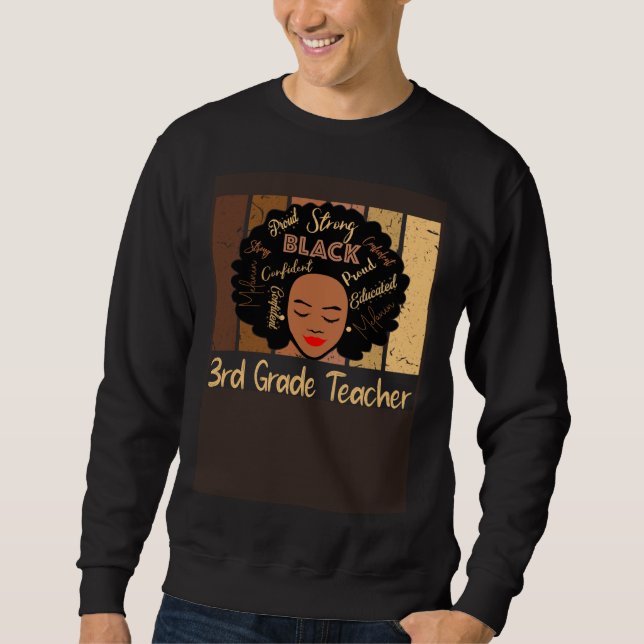 Moletom Black 3rd Grade Teacher Love African American (Frente)