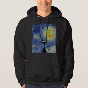 Moletom Black Cat Van Gogh Starry Night Museum Lover Aweso