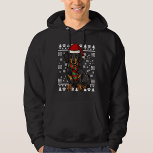 Moletom Black Dachshund Dog Santa Hat Xmas