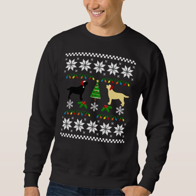 Moletom Black Labrador E Yellow Labrador Feliz Natal (Frente)
