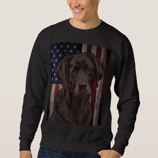 Moletom Black Labrador Usa Flag Owner Duck Hunter Vint (Frente)