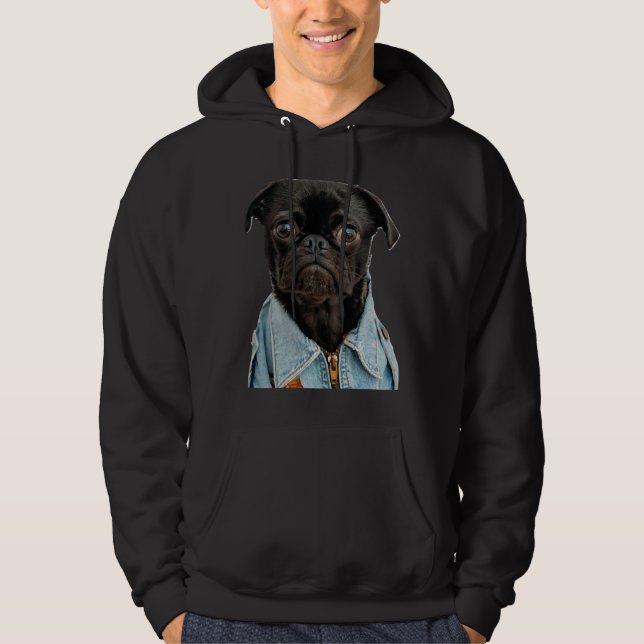Moletom Black Pug in Jeans Sticker Classic T-Shirt 181 (Frente)