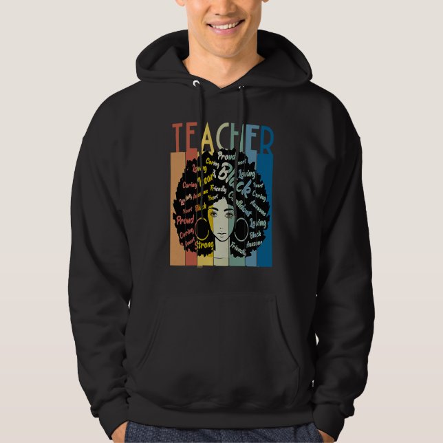 Moletom Black Woman Teacher Afro Retro Cool Black History  (Frente)