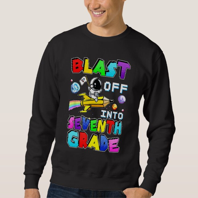 Moletom Blast Off Into Seventh Grade Astronaut Gamer Space (Frente)