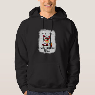 Moletom Bleached First Grade Squad Reindeer Funny Teacher