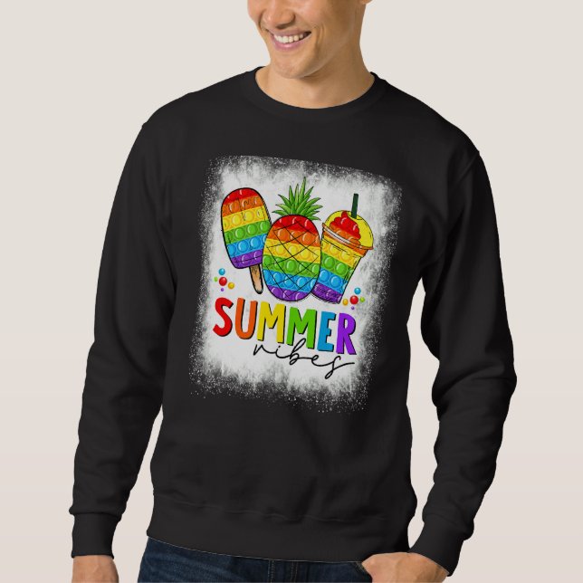 Moletom Bleached Summer Vibes Poppin Rainbow Pineapple Hol (Frente)