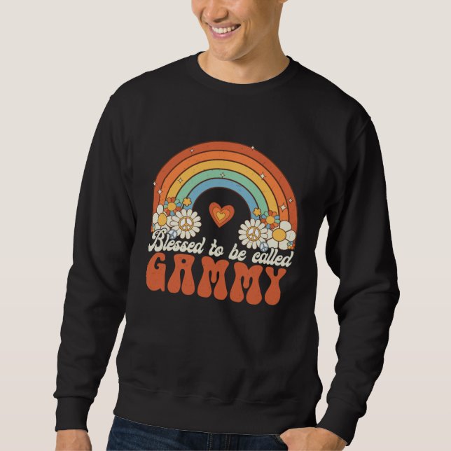 Moletom Blessed To Be Called Gammy Groovy Rainbow Mothers  (Frente)