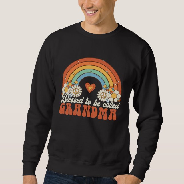 Moletom Blessed To Be Called Grandma Groovy Rainbow Mother (Frente)
