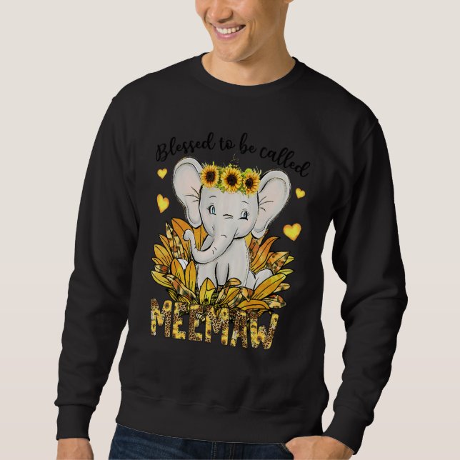 Moletom Blessed To Be Called Meemaw Sunflower Elephant Mot (Frente)