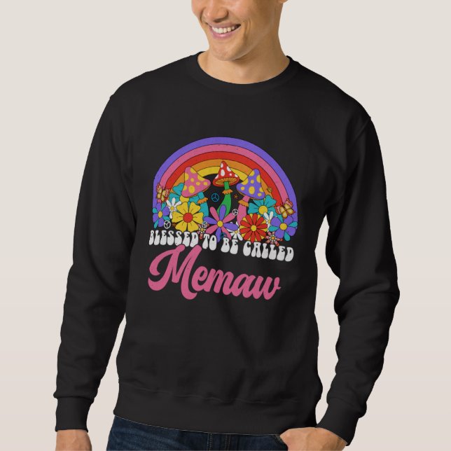 Moletom Blessed To Be Called Memaw Rainbow Groovy Hippie F (Frente)