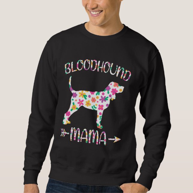 Moletom Bloodhound Mama Floral Dog Mom Mothers Day (Frente)