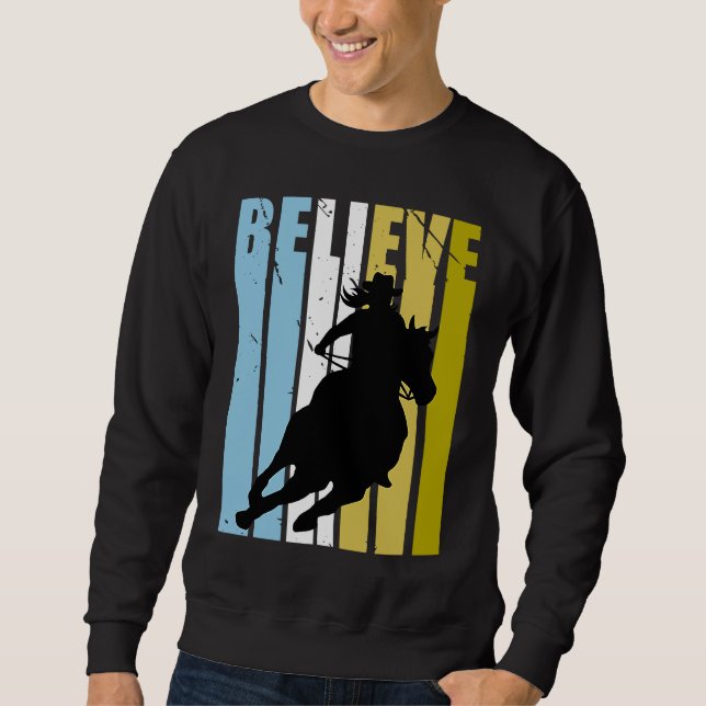 Moletom Blue Cowgirls Barrel Racing Believe Vintage Distre (Frente)