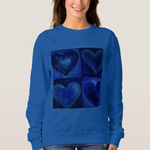 Moletom Blue Purple Watercolor Art Heart Love Sweatshirt