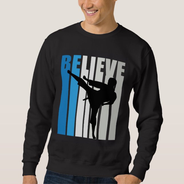 Moletom Blue Womens Believe Jiu Jitsu Motivational Retro G (Frente)
