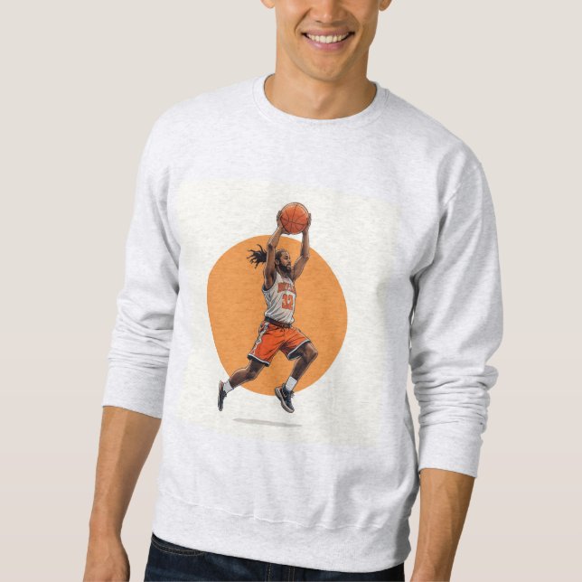 Moletom blusa branca masculina basketball  (Frente)