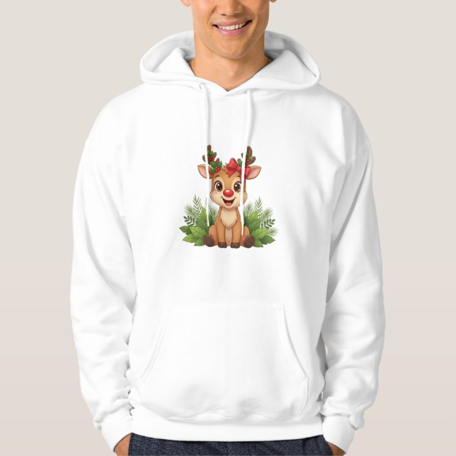 Moletom Blusa de Natal com Rena Fofa, Rena de Férias  (Frente)