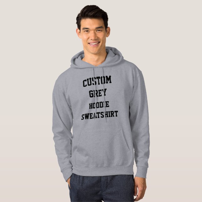 Moletom Blusão com capuz cinza personalizado para homens (Frente Completa)