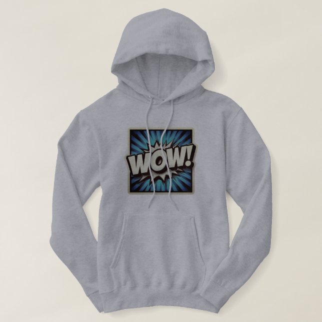 Moletom blusão com capuz masculino wow (Frente do Design)