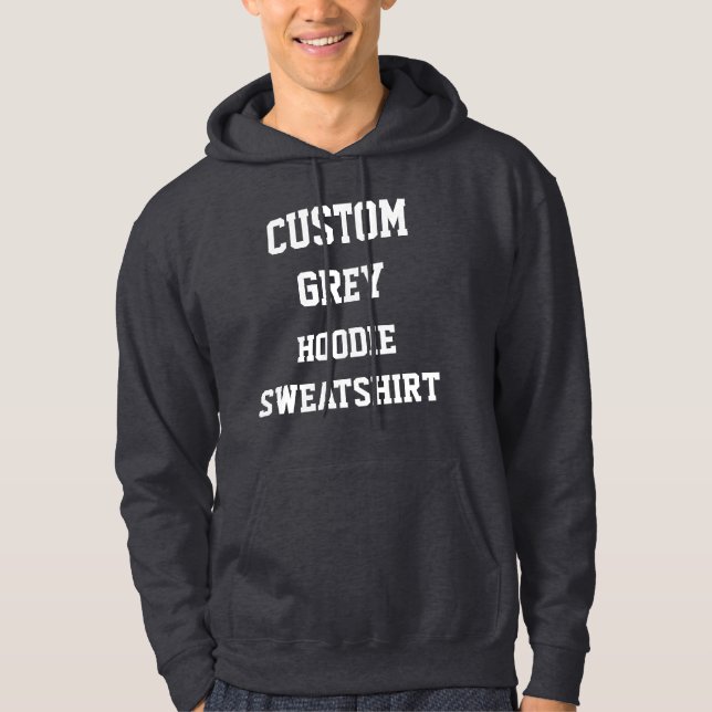 Moletom Blusão com capuz personalizado cinza para homens (Frente)