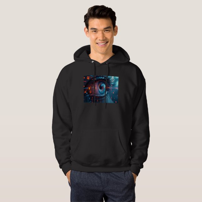 Moletom Blusão com capuz Quantum Eye homens preto (Frente Completa)