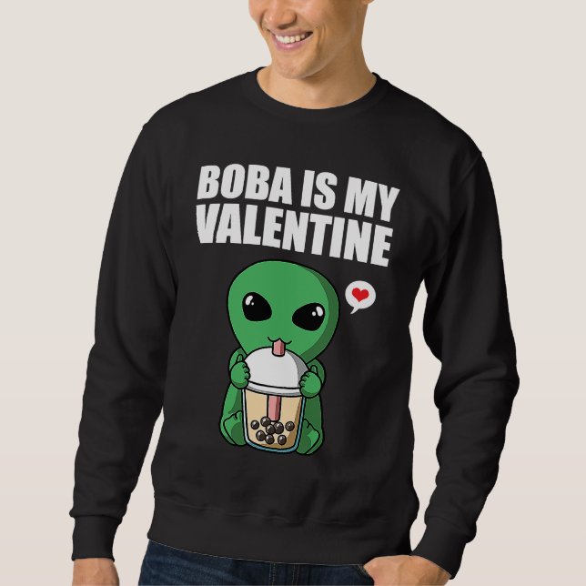 Moletom Boba Tea is My Valentine UFO Alien Anti Valentines (Frente)