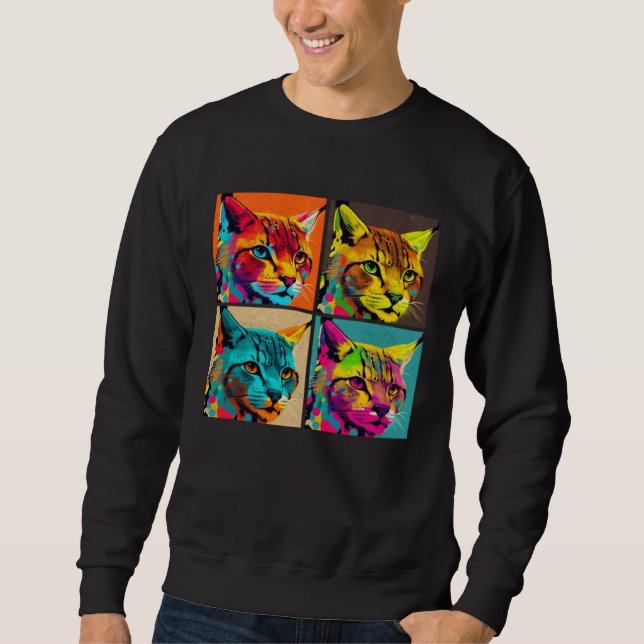 Moletom Bobcat Pop Illustration Colorful Animal Women Men  (Frente)
