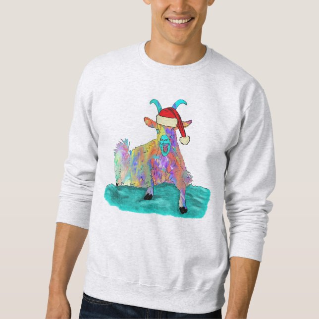 Moletom Bode Cabra Gritando Natal Colorido Divertido Anima (Frente)