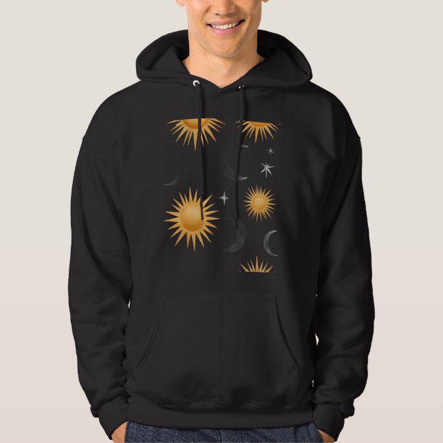 Moletom Boho Dourado Sol Lua Estrelas Celestiais (Frente)