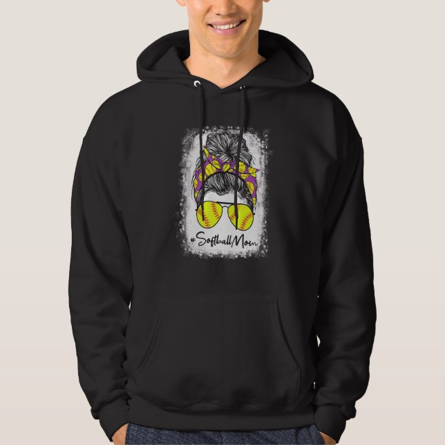 Moletom Bola De Softball Mãe Vida Com Leopardo E Mensagem (Frente)
