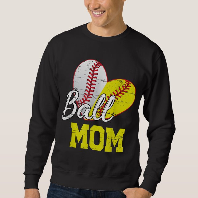Moletom Bola Engraçada Mamãe Softball Beisebol Presente Pa (Frente)