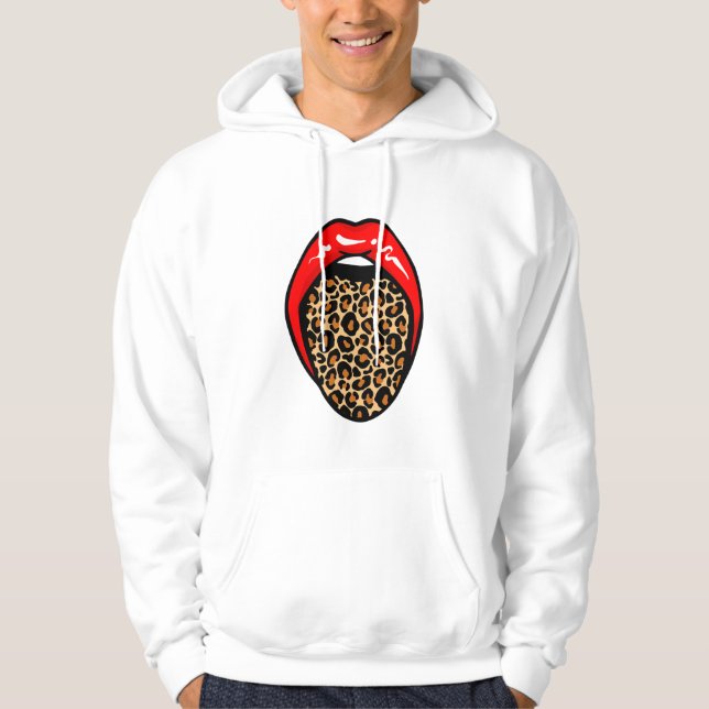 Moletom 🔥 Bold & Fierce: Língua do Leopardo Lábios Hoodie (Frente)